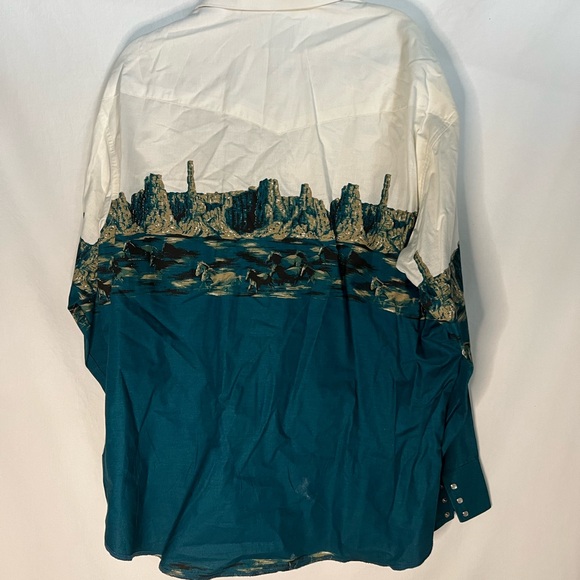 Rodeo shirt western horse print pearl snap - Picture 4 of 8